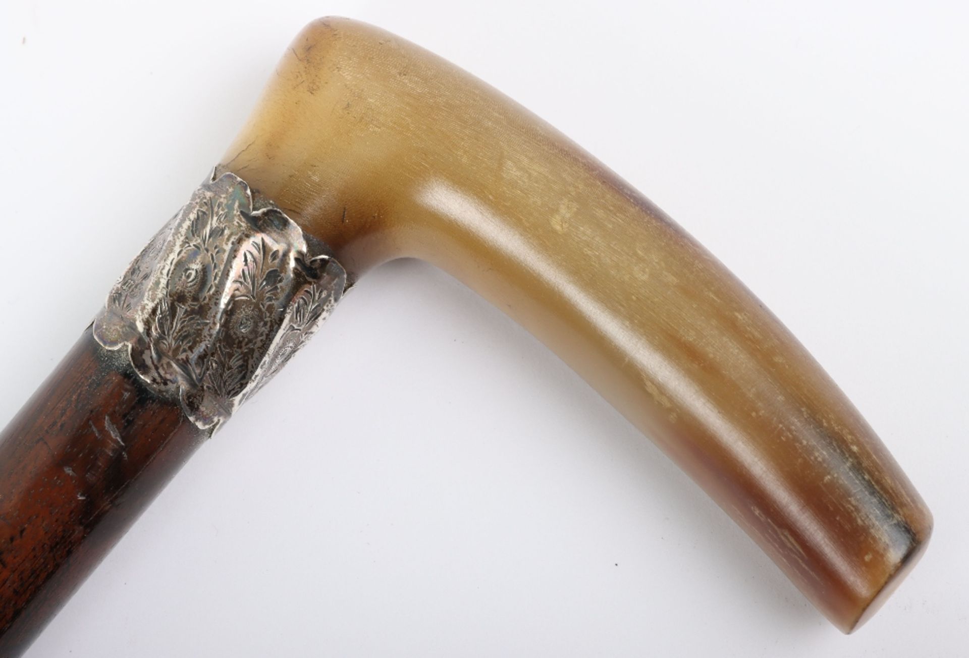 A Victorian silver banded walking stick with horn handle, Birmingham 1887 - Image 5 of 10