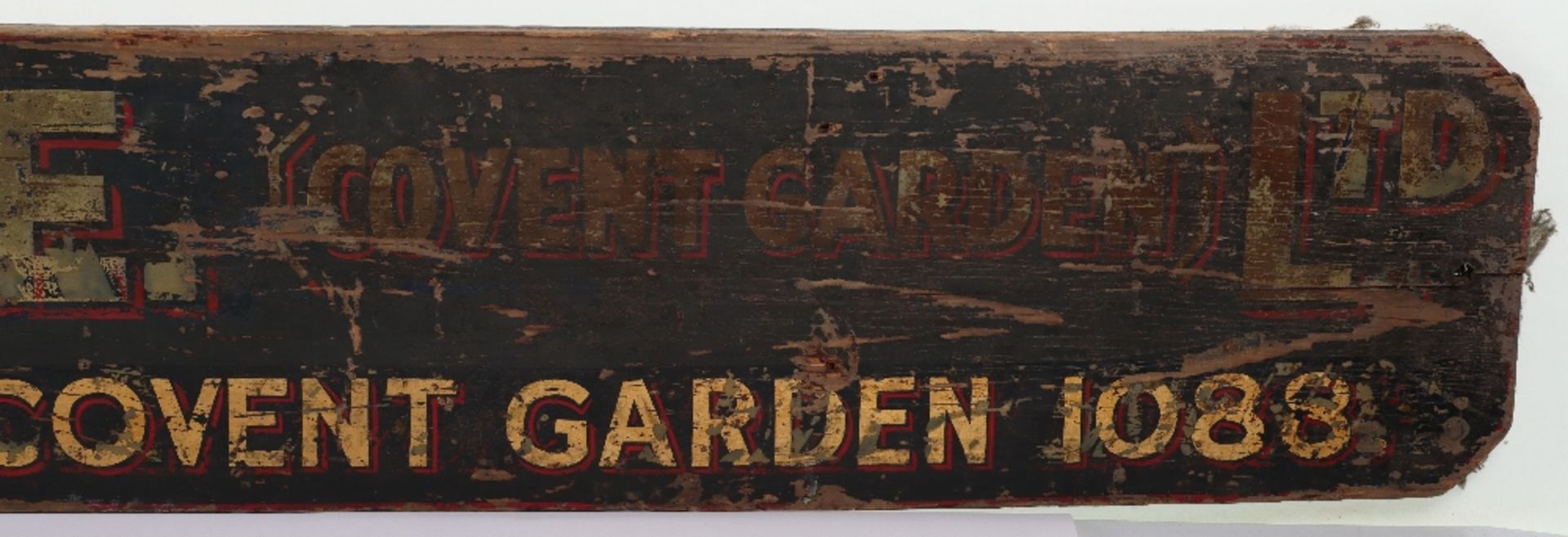 A vintage painted wood sign ‘Temple Haulage (Covent Garden Ltd) 35 Long Acre W.C.2, Phone, Covent Ga - Bild 4 aus 5