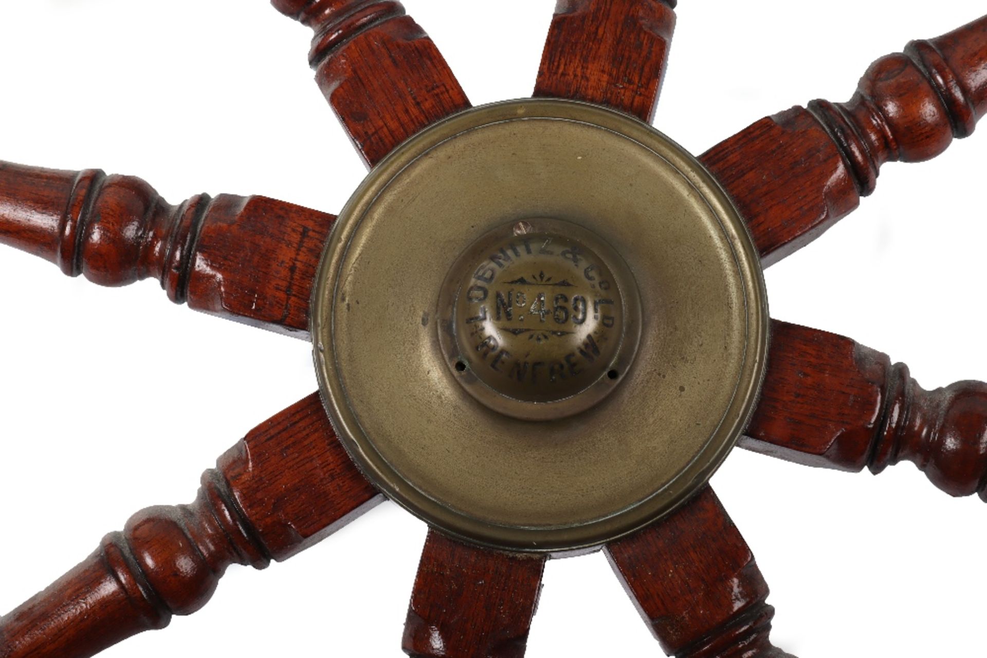 An early 20th century oak and brass ships wheel - Image 2 of 7