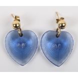 A pair of Lalique blue glass earrings