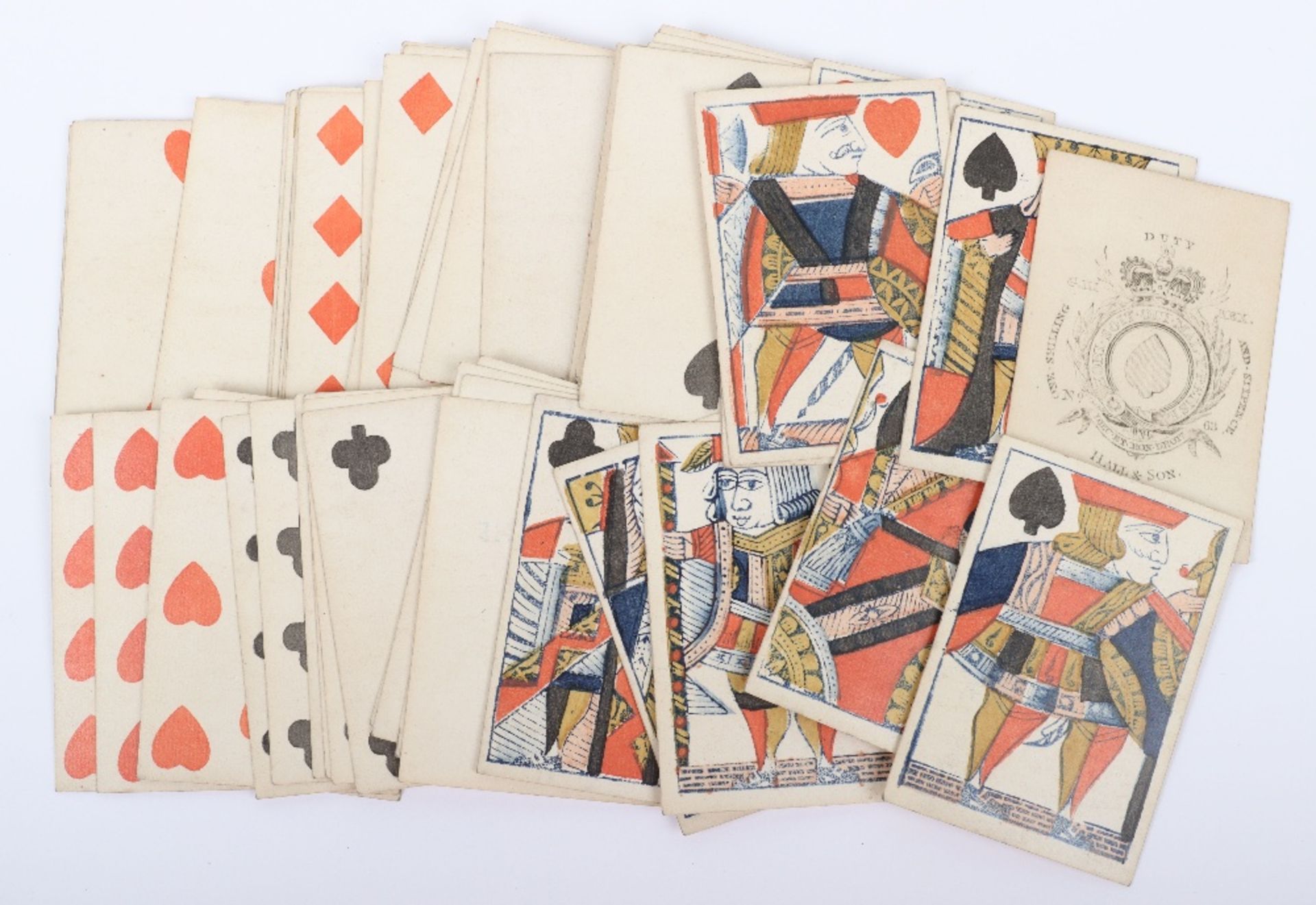 Early 19th century printed playing card set, Hall & Son