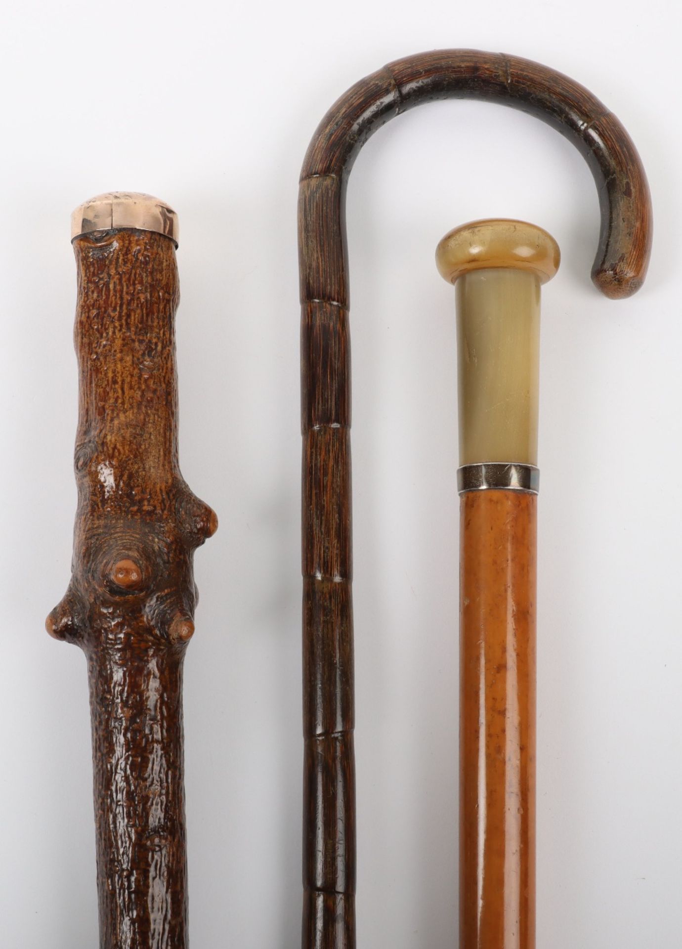 A walking cane with yellow metal top reading ‘Sicut Cervus Anhilat’ with a stag emblem - Bild 3 aus 8