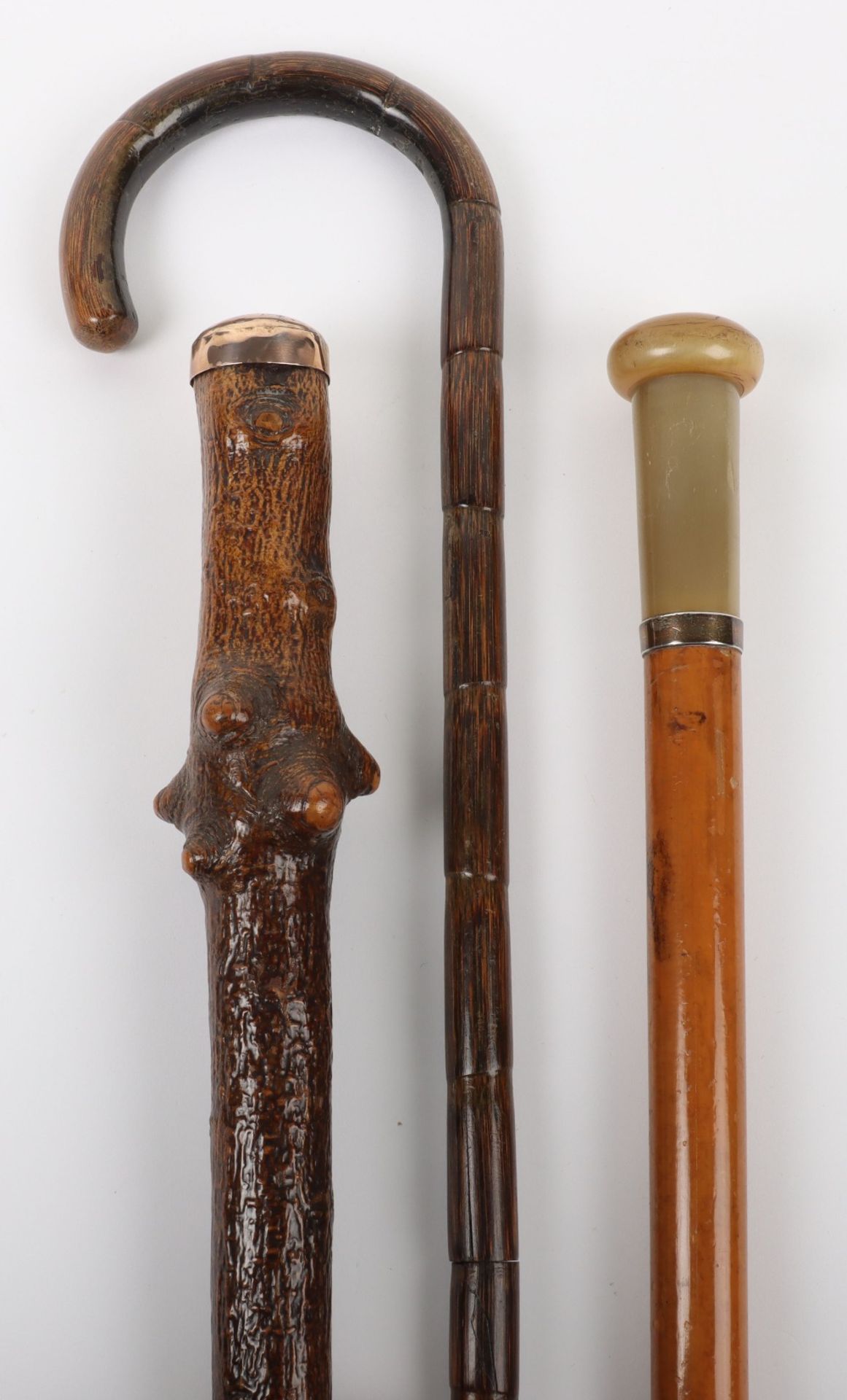 A walking cane with yellow metal top reading ‘Sicut Cervus Anhilat’ with a stag emblem - Bild 4 aus 8