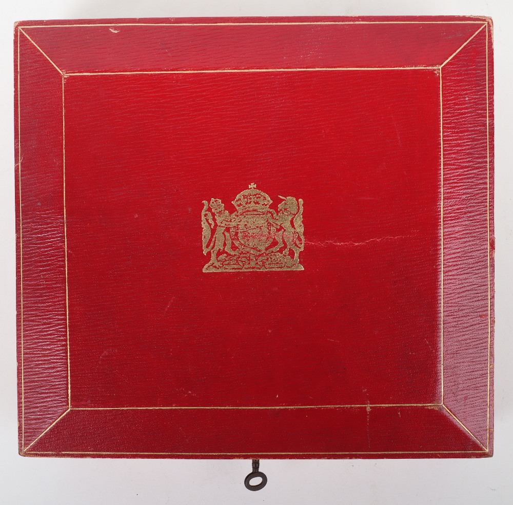 A 20th century Morocco leather red Government despatch box