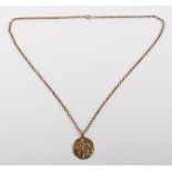 A 9ct gold chain and 9ct pendant of St Christopher