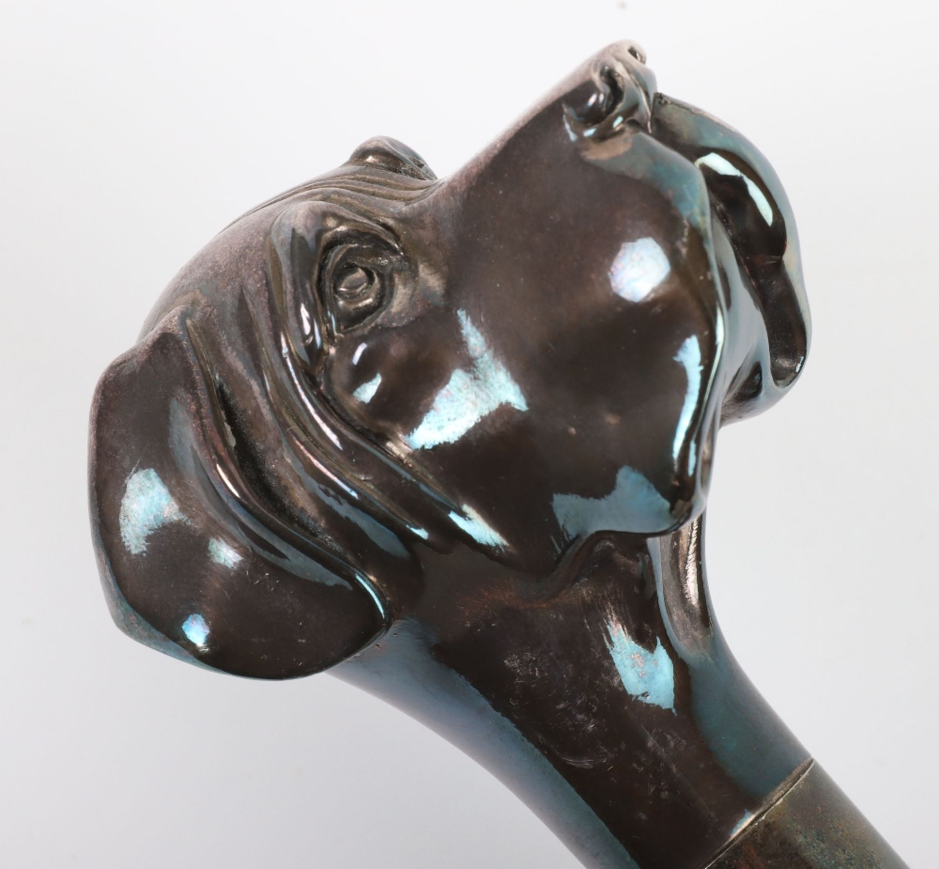 A silver dogs head walking cane - Bild 6 aus 10