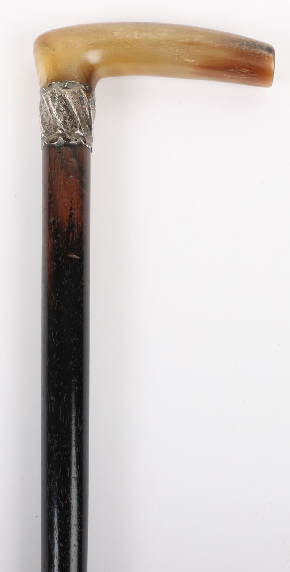 A Victorian silver banded walking stick with horn handle, Birmingham 1887 - Image 4 of 10