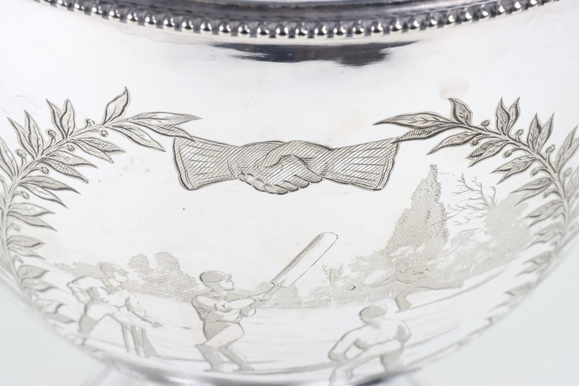 An interesting and substantial 19th century silver plated cricket trophy for the Challenge Cup 1885 - Image 3 of 11