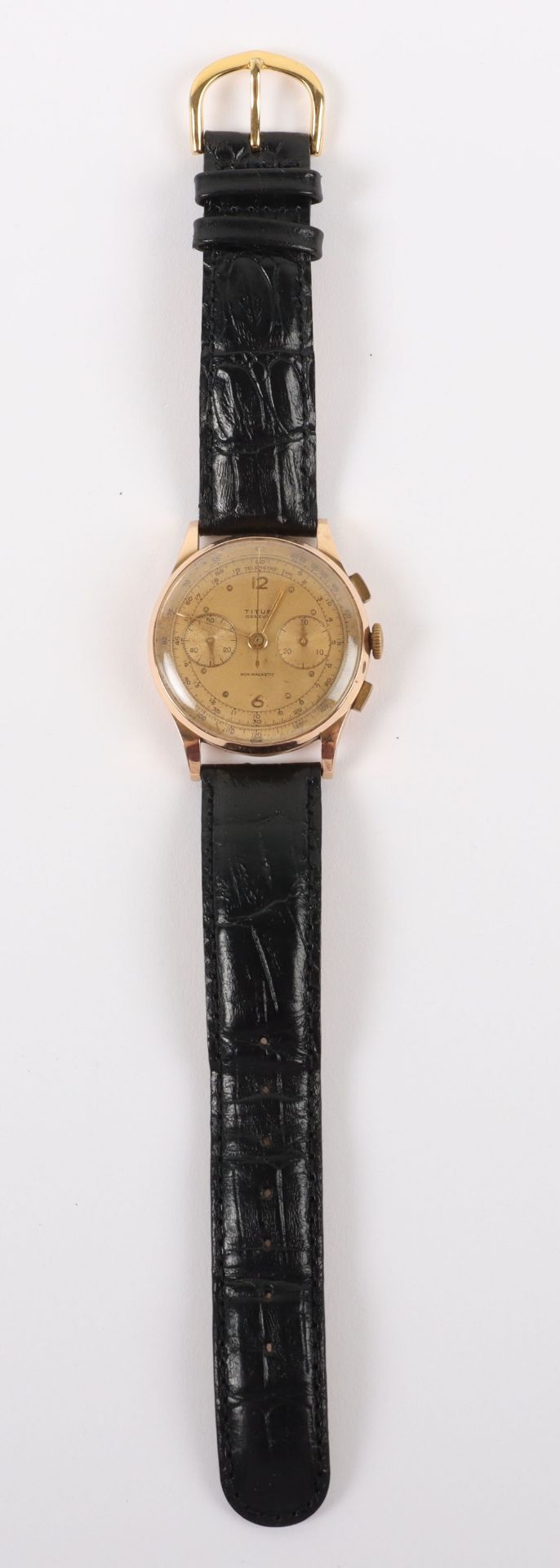 A vintage 18ct gold Titus Geneve chronograph gentleman’s wristwatch, circa 1950 - Image 7 of 7