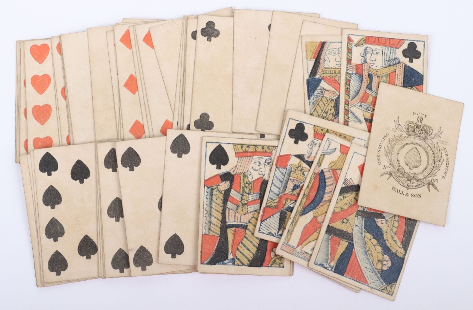 Early 19th century printed playing card set, Hall & Son