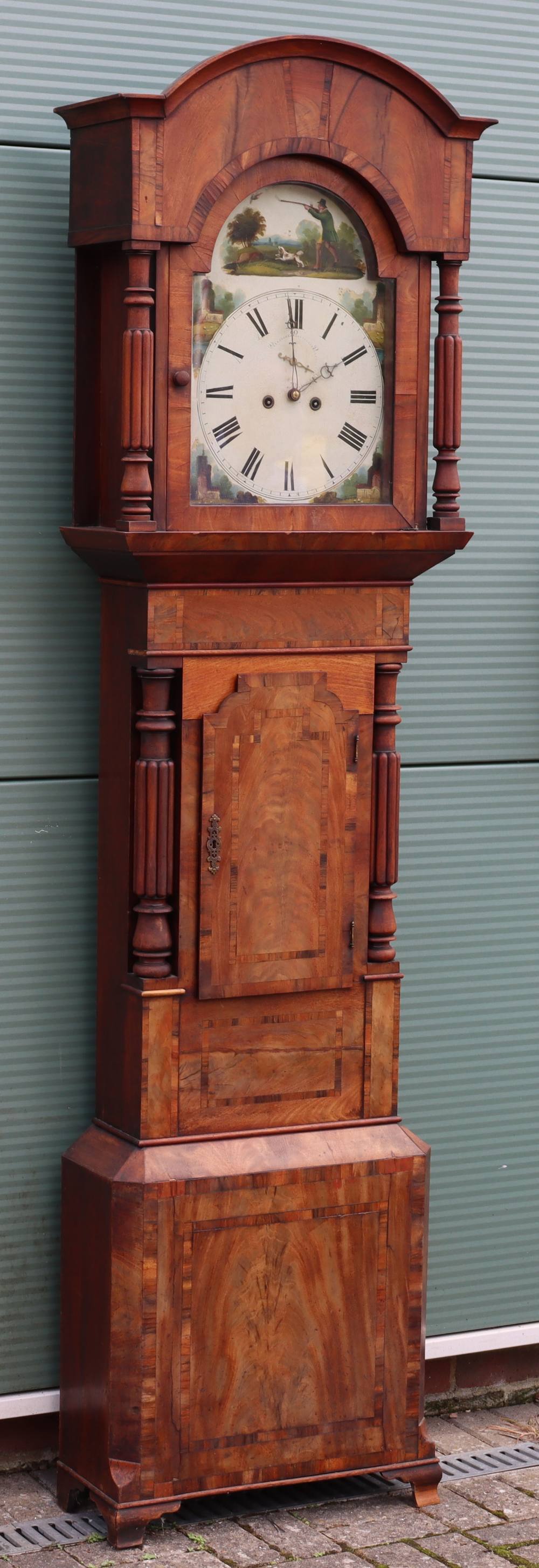 William IV mahogany and banded longcase clock with hunting scene - Bild 6 aus 16