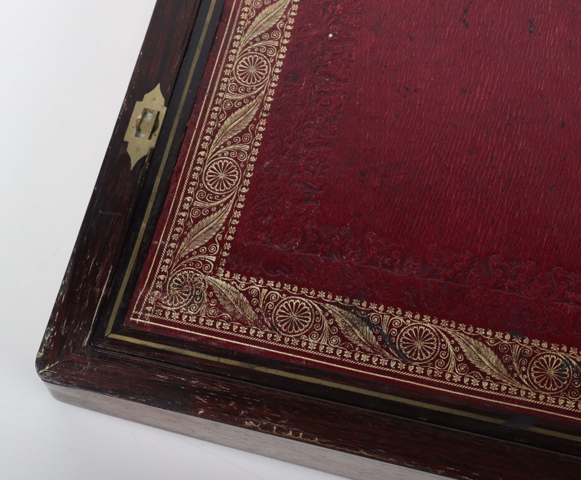 A late 18th century rosewood and brass inlay writing slop, in the manner of George Bullock - Image 6 of 7