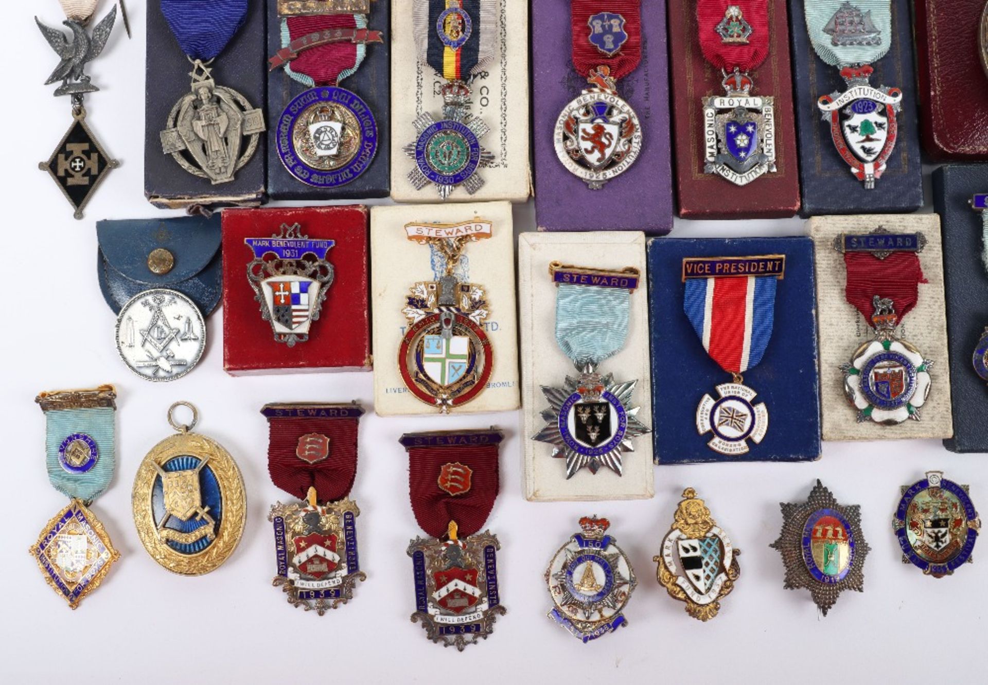 A large quantity of silver and silver and enamel Masonic medals - Image 3 of 6