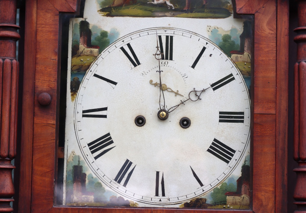 William IV mahogany and banded longcase clock with hunting scene - Bild 3 aus 16