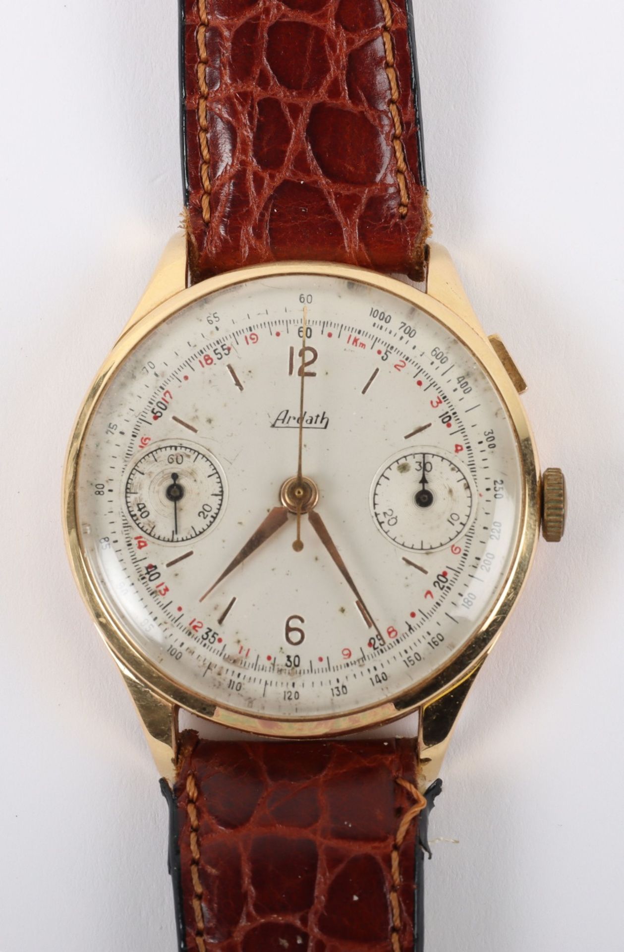 An 18ct gold Ardath chronograph gentleman’s wristwatch