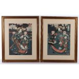 Two 19th century Japanese woodblock prints, in the style of Kunisada