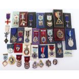 A large quantity of silver and silver and enamel Masonic medals