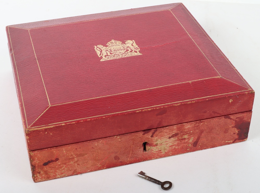 A 20th century Morocco leather red Government despatch box - Image 7 of 9