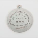 Hallmarked Silver Identity Disc of Commodore Sir Drury St Aubyn Wake K.C.I.E C.B Royal Navy