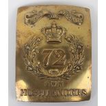 Victorian 72nd (Duke of Albany’s Own) Highlanders Other Ranks Shoulder Belt Plate