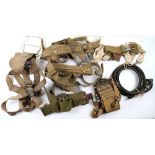 Assortment of WW2 US & British parachute harnesses and straps