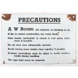 WW2 Precautions A W BOMBS enamel sign