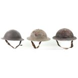 3x British WW2 Steel Helmets