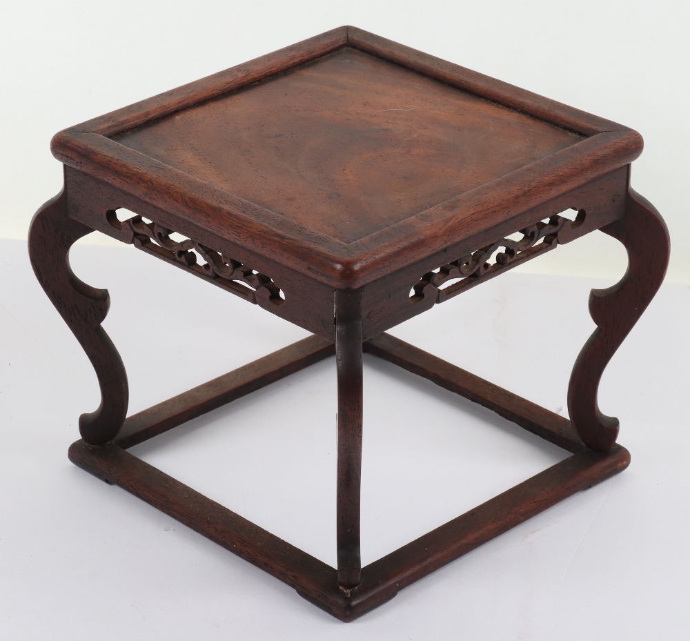 A 19th century small Chinese hardwood carved candle stand - Image 4 of 6