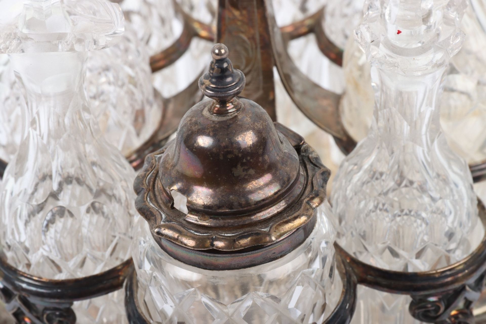 A Victorian silver and silver plated glass cruet set - Image 7 of 23