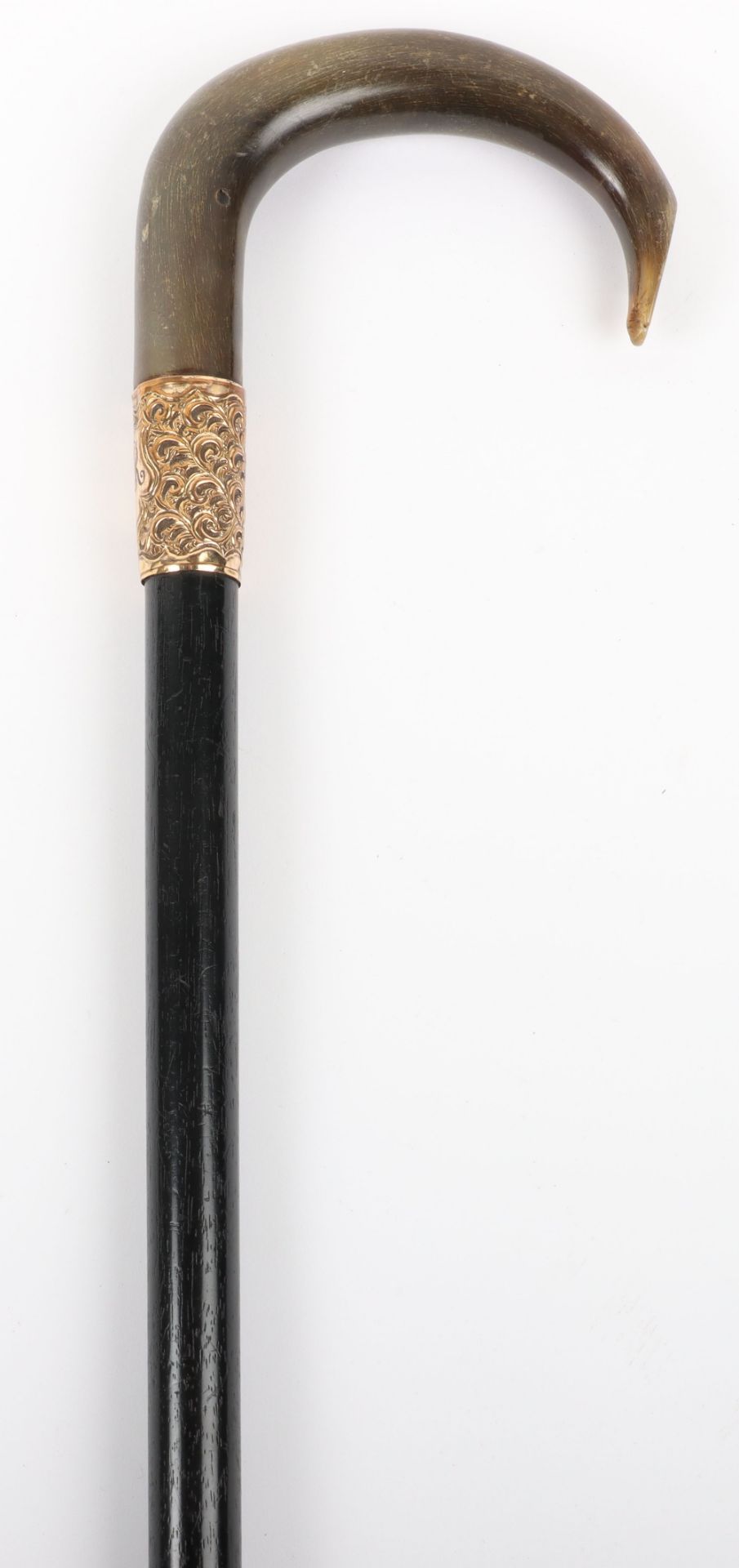 An early 20th century 18ct gold plated collared walking stick - Image 4 of 9