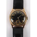 A vintage 9ct gold Swiss made wristwatch, circa 1940