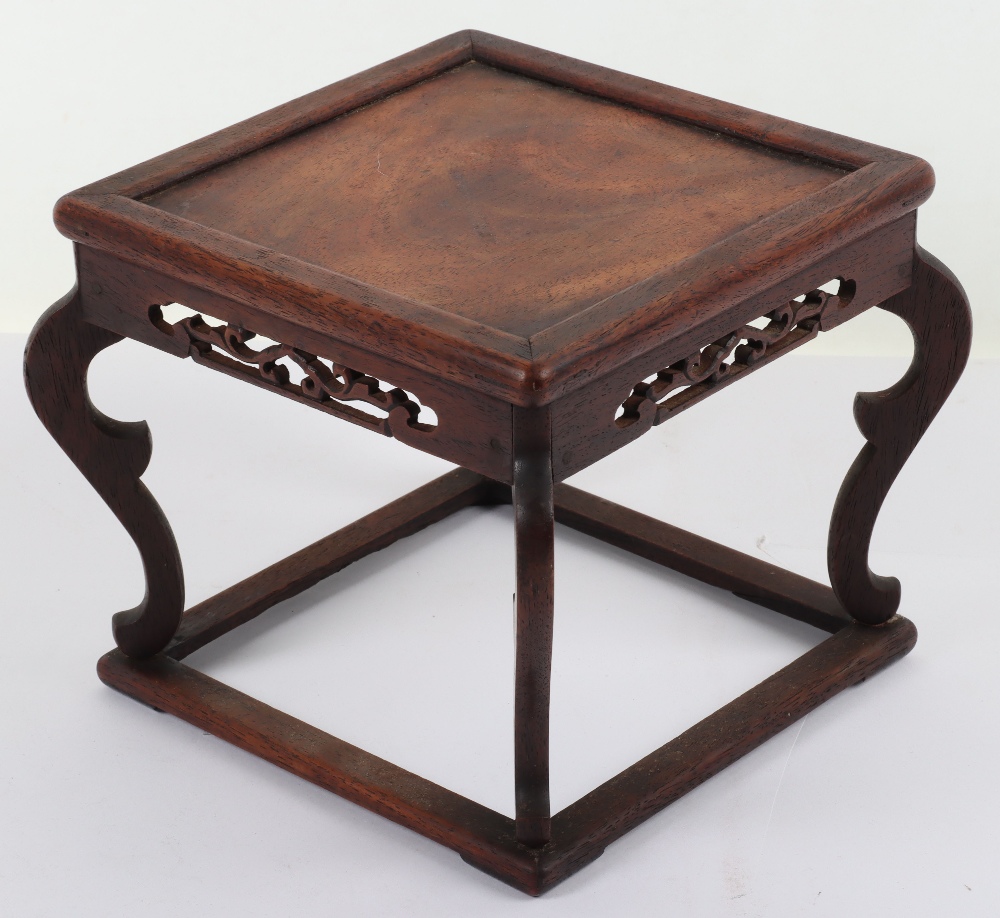 A 19th century small Chinese hardwood carved candle stand - Image 3 of 6