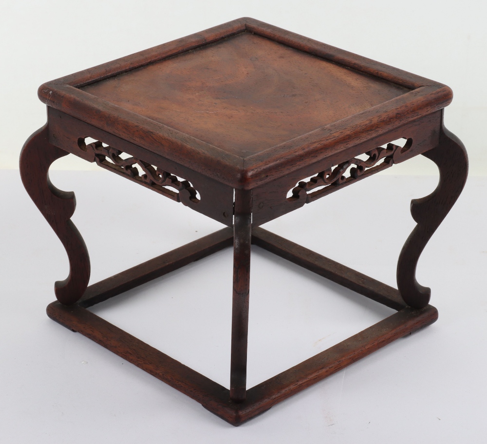 A 19th century small Chinese hardwood carved candle stand - Image 2 of 6