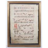 An 18th century velum page of antiphonal choral script