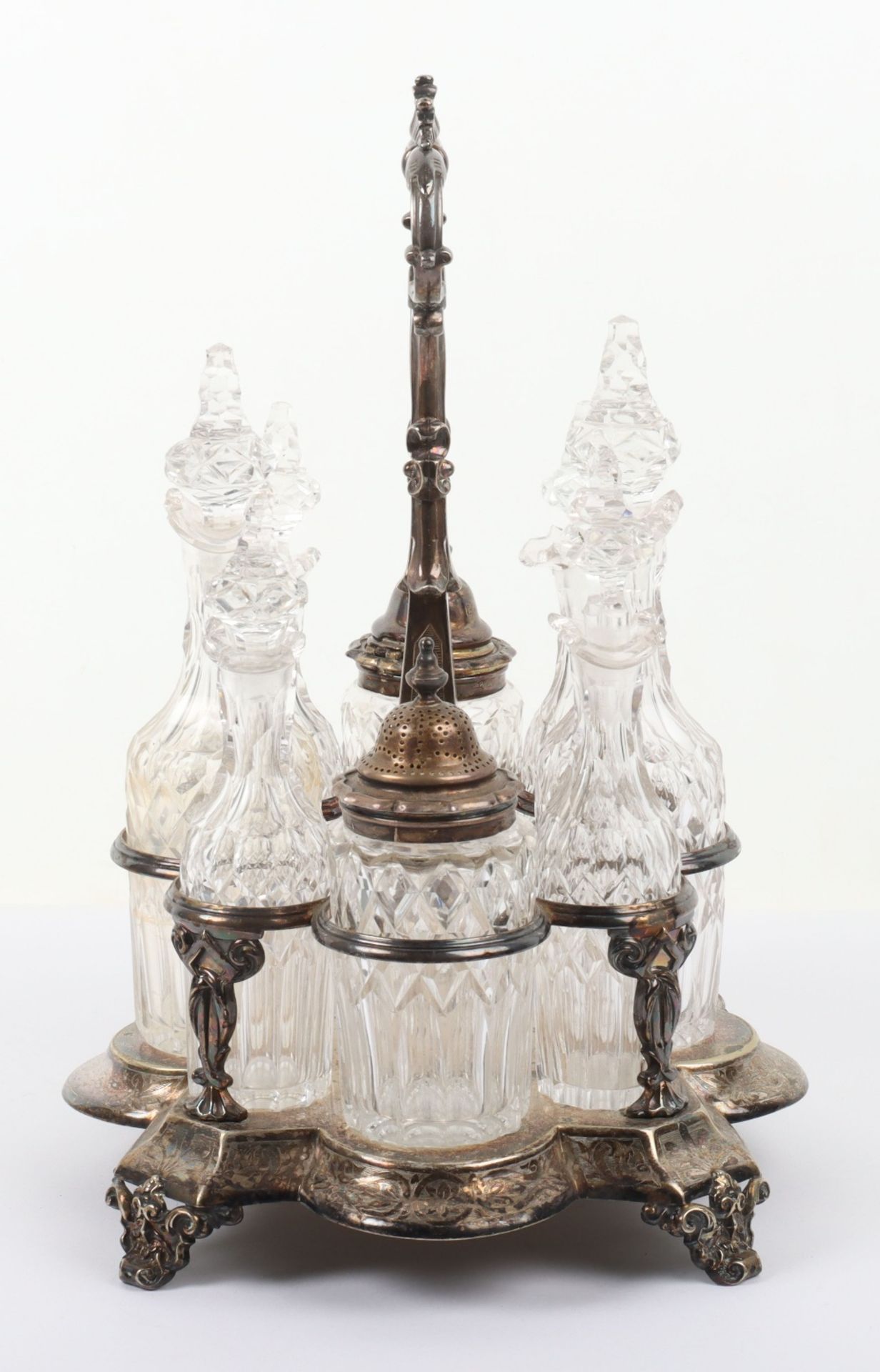 A Victorian silver and silver plated glass cruet set - Image 2 of 23