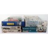 Five Revell model Ship kits,