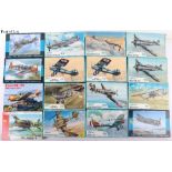 Forty-eight 1:72 scale twin and single propeller fighter model kits