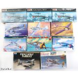 Twenty-eight 1:72 scale W.W.II Focke Wulf fighters and Arado Bomber model kit