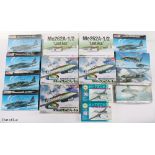 Twenty-nine 1:72 scale WWII German and Japanese fighter model kits