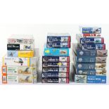 Forty-seven 1:72 scale German and Japanese model Aircraft kits