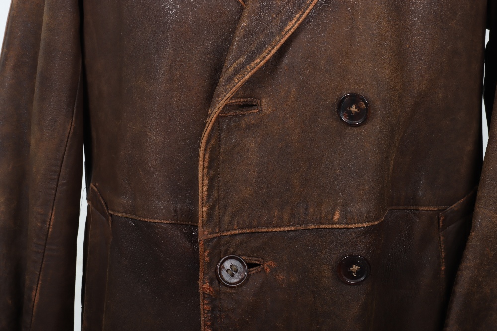 Early 20th Century Leather Aviators / Motoring Coat - Image 3 of 9