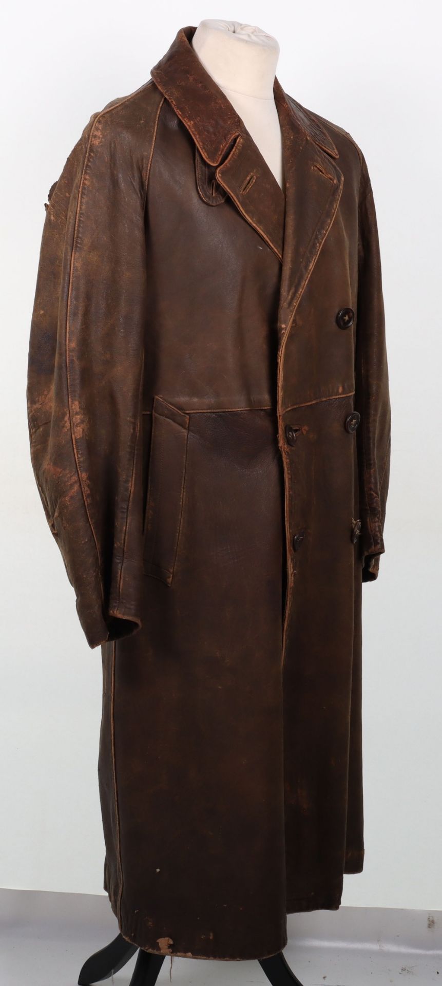 Early 20th Century Leather Aviators / Motoring Coat - Image 4 of 9