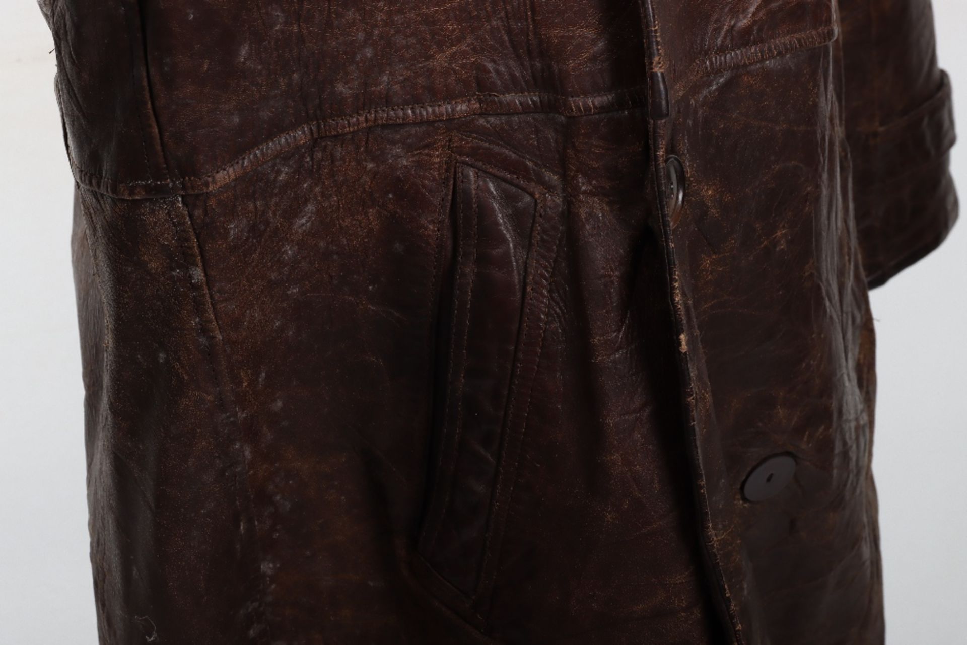 Vintage Brown Leather Aviators Coat - Image 5 of 10