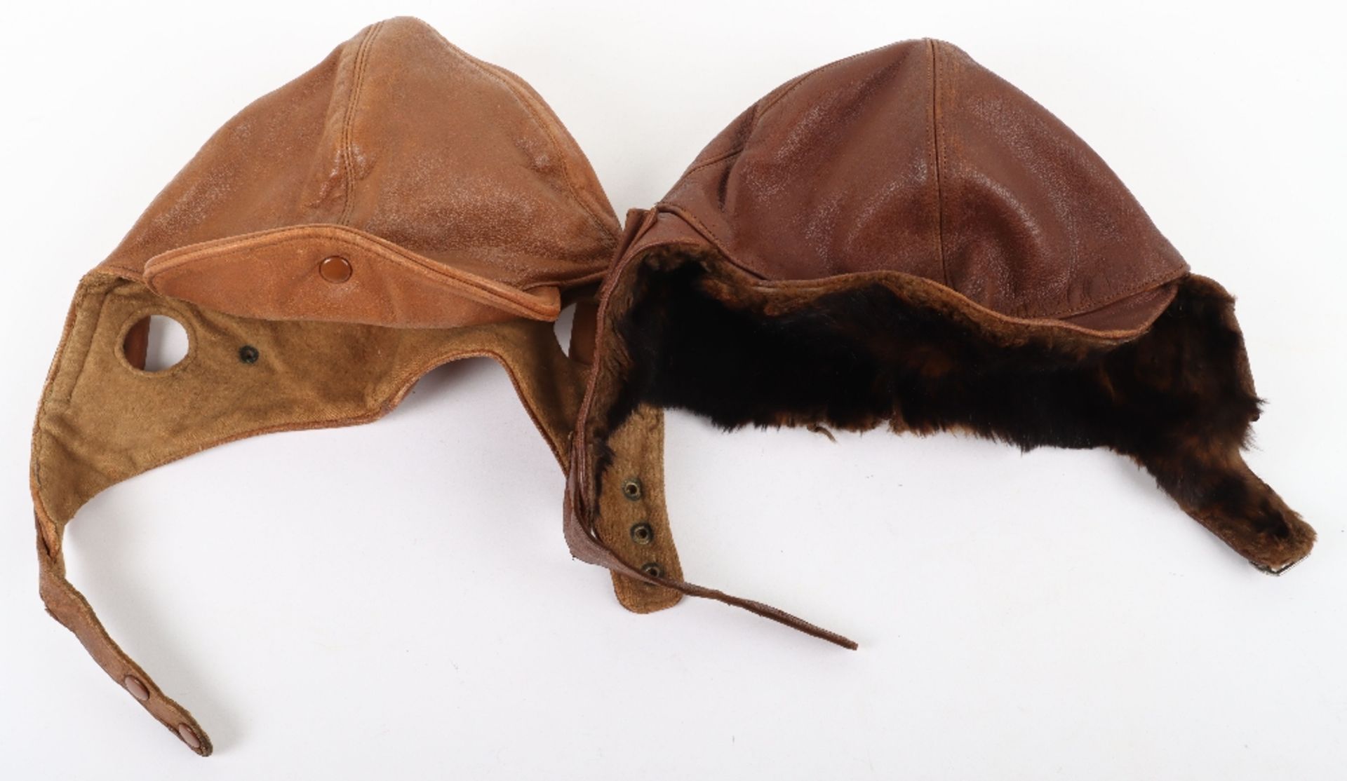 2x Early 20th Century Leather Flight Helmets - Image 3 of 6