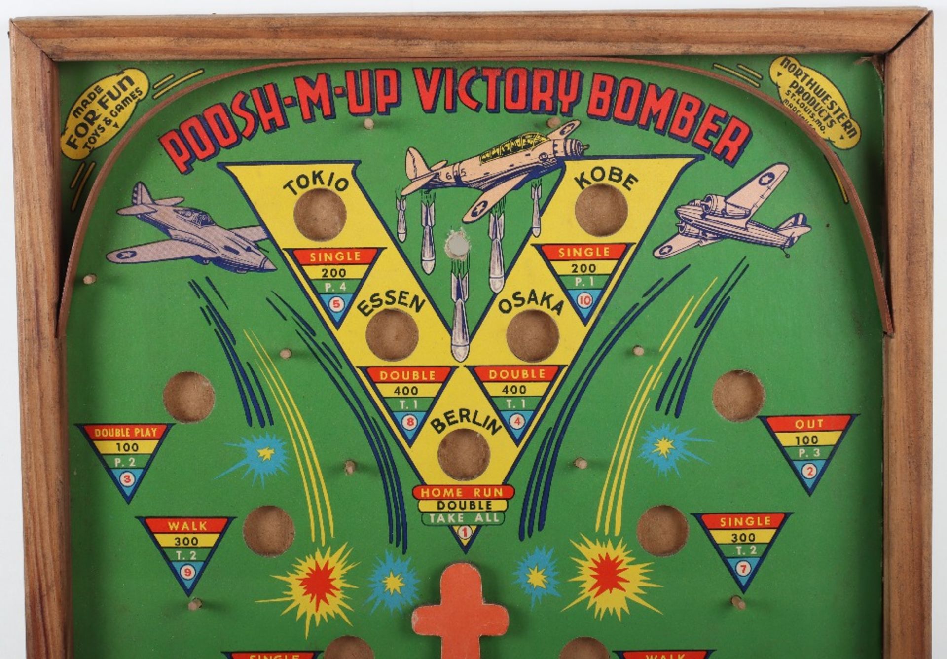 WW2 Vintage North Western Products St Louis MO USA 5 Games In 1 Pin Ball Game Board - Bild 2 aus 4