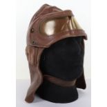 One Piece Leather Flying Helmet & Goggles Combination