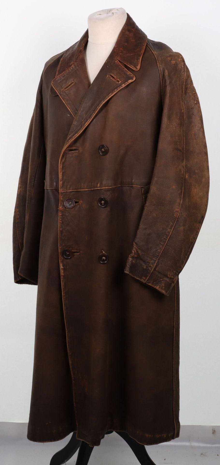 Early 20th Century Leather Aviators / Motoring Coat - Image 6 of 9
