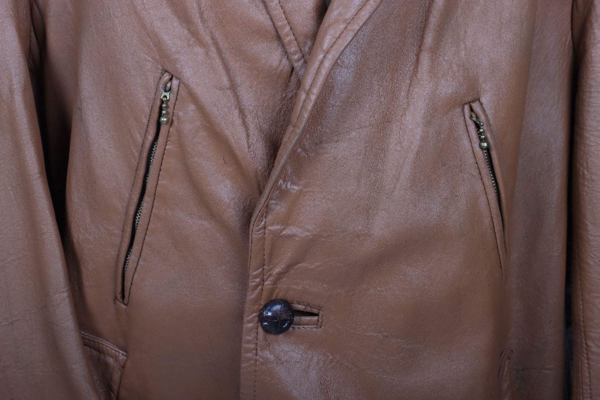 Vintage Style Tan Leather Coat - Image 3 of 10