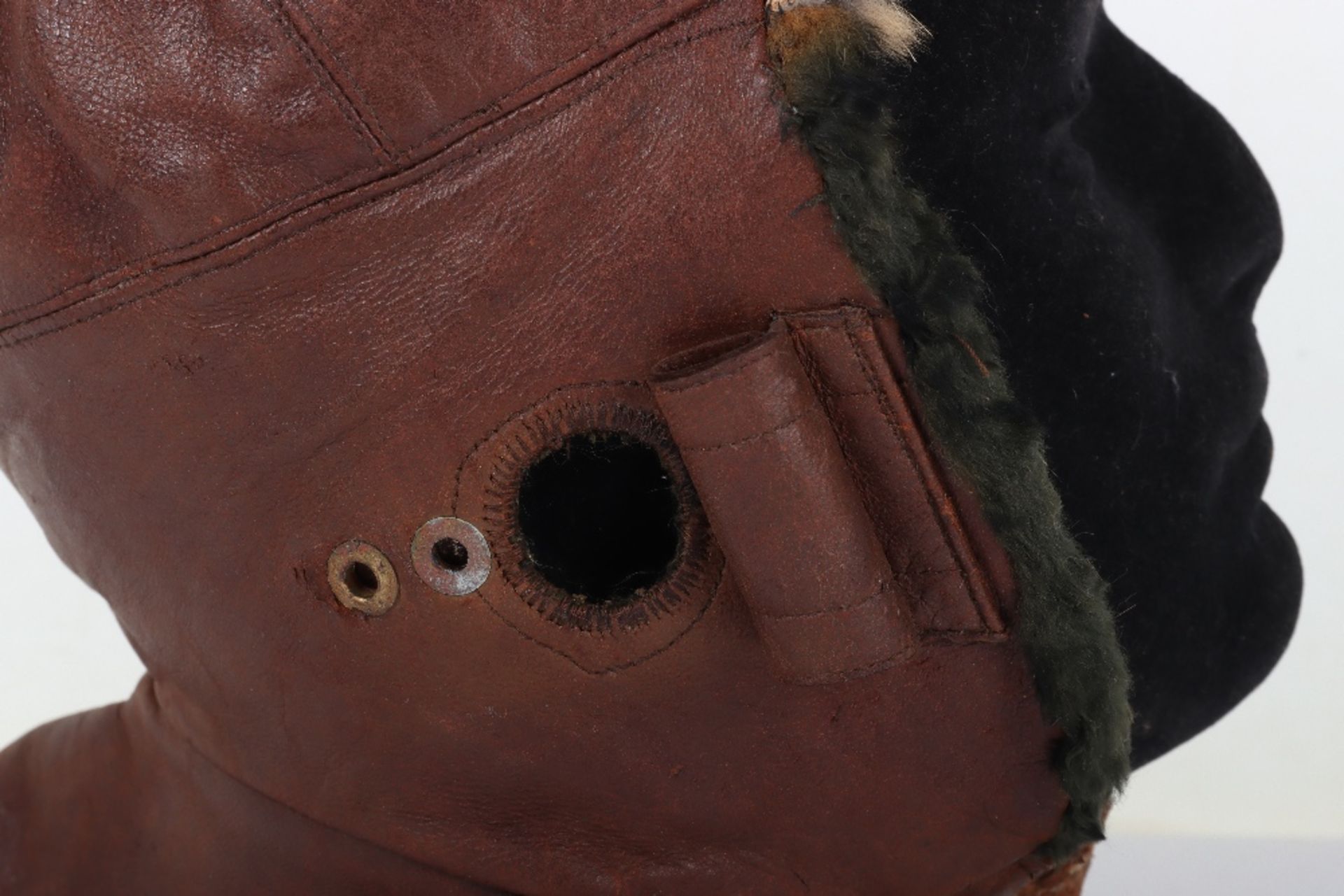 Early 20th Century Leather Flight Helmet in RFC Mk1 Style - Bild 4 aus 8