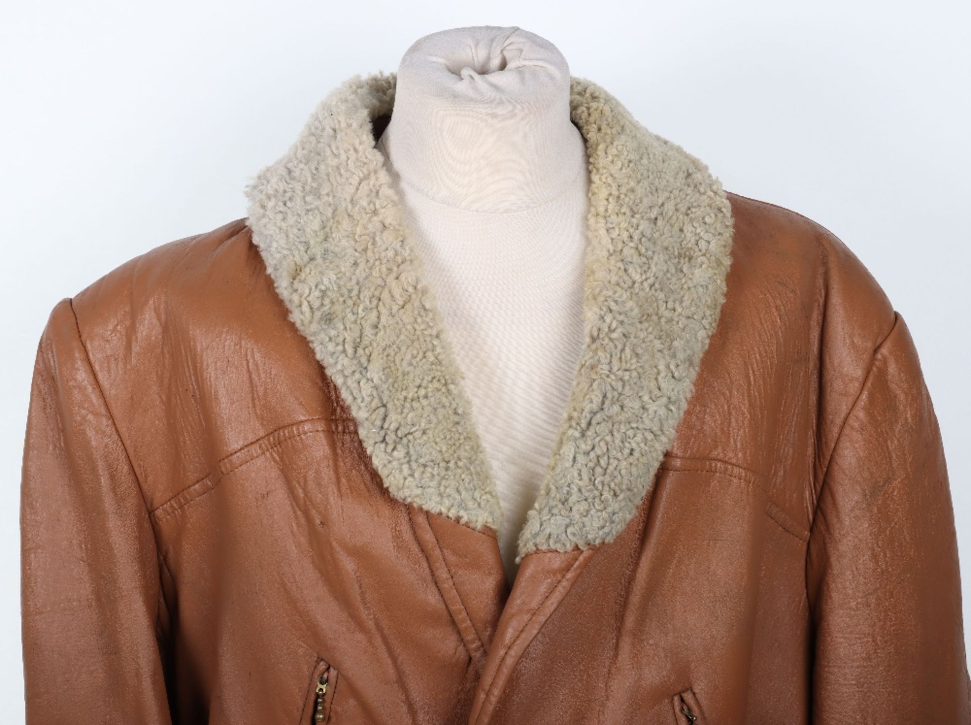 Vintage Style Tan Leather Coat - Image 2 of 10